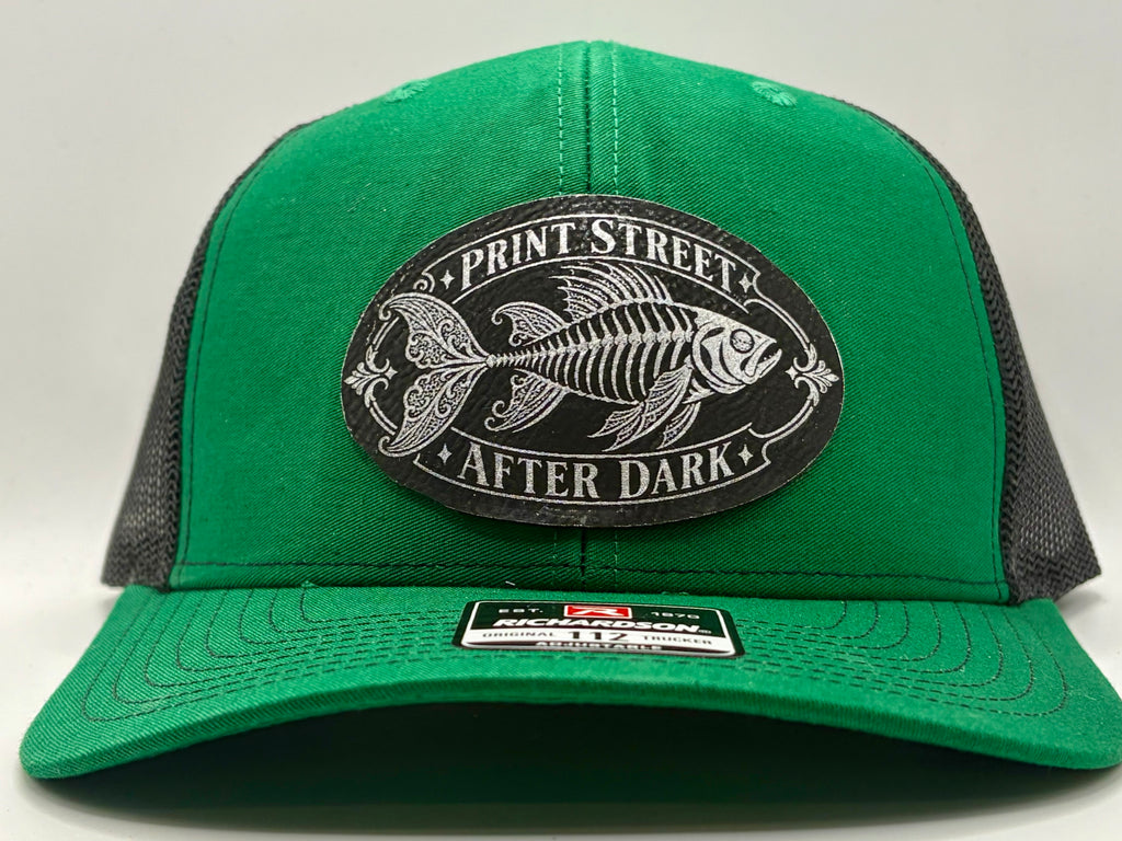 Print Street After Dark Fish Skeleton Trucker Hat