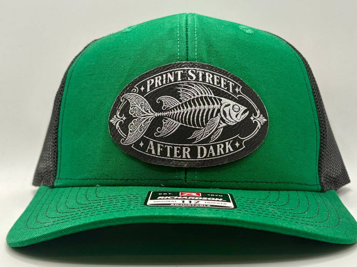 Print Street After Dark Fish Skeleton Trucker Hat