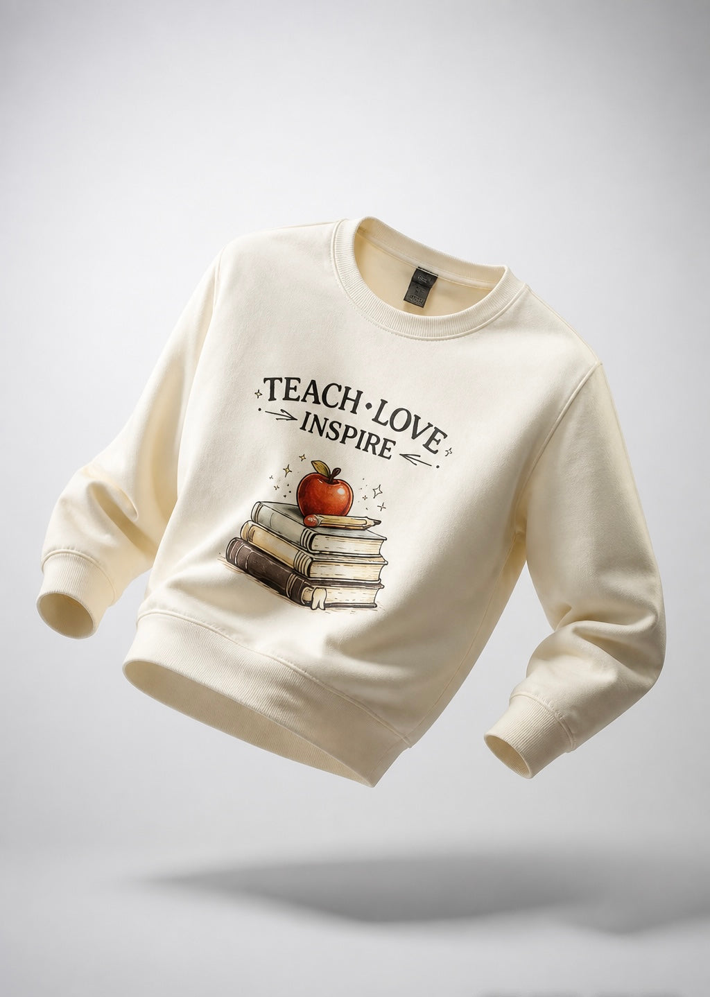 Teach Love Inspire Teacher Sweatshirt | Apple and Books Crewneck | Teacher Gift