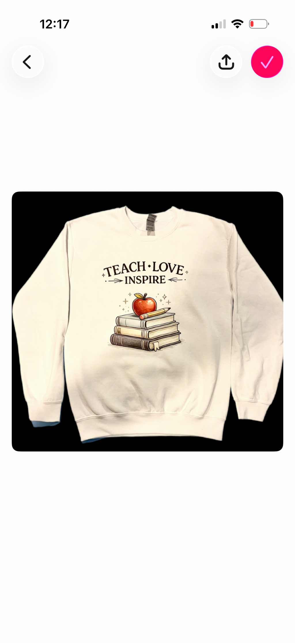 Teach Love Inspire Teacher Sweatshirt | Apple and Books Crewneck | Teacher Gift