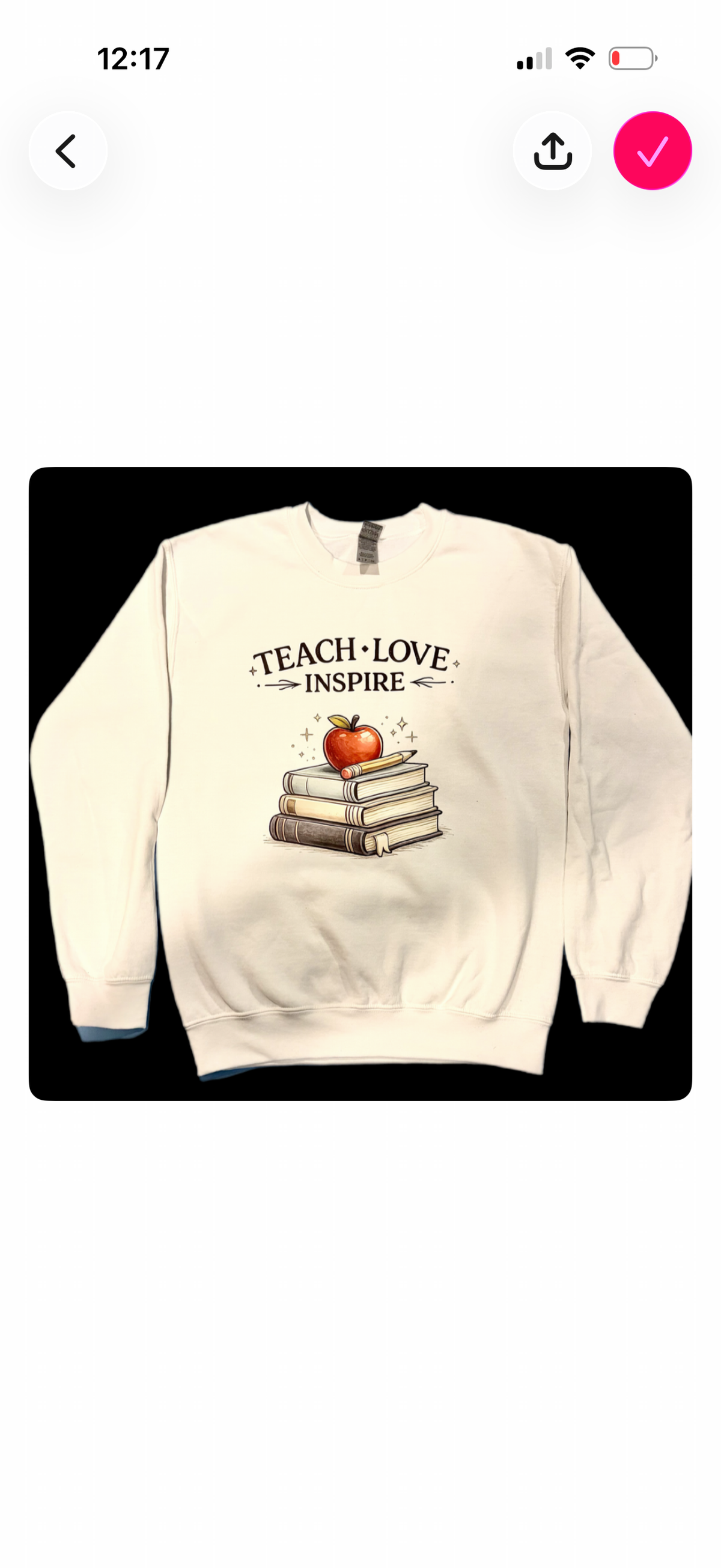 Teach Love Inspire Teacher Sweatshirt | Apple and Books Crewneck | Teacher Gift