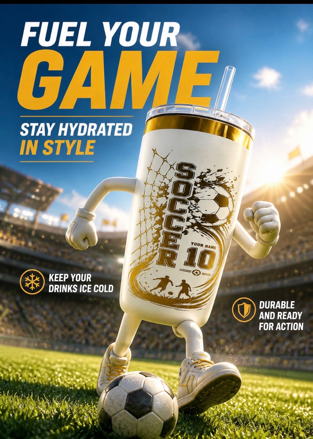 Personalized Soccer Tumbler – 20 oz