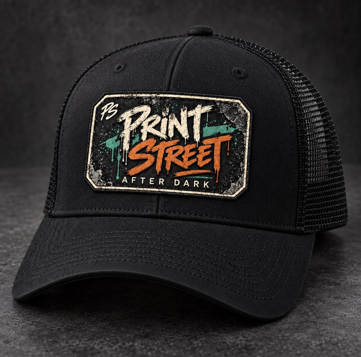Title: Print Street After Dark Orange Graffiti
