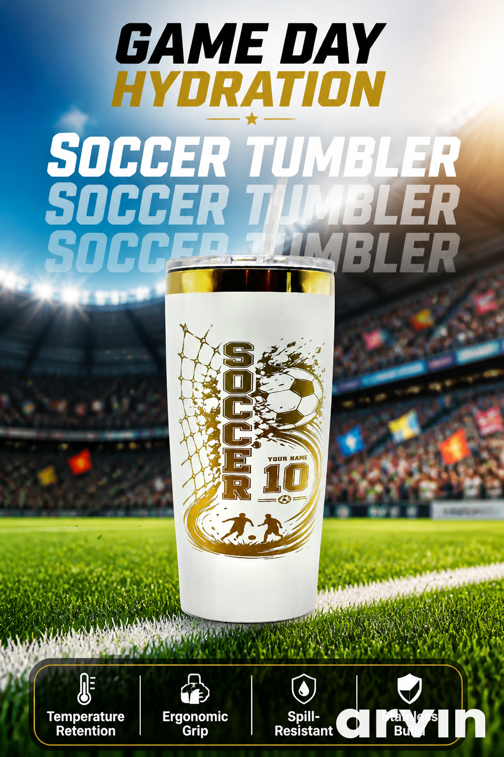 Personalized Soccer Tumbler – 20 oz